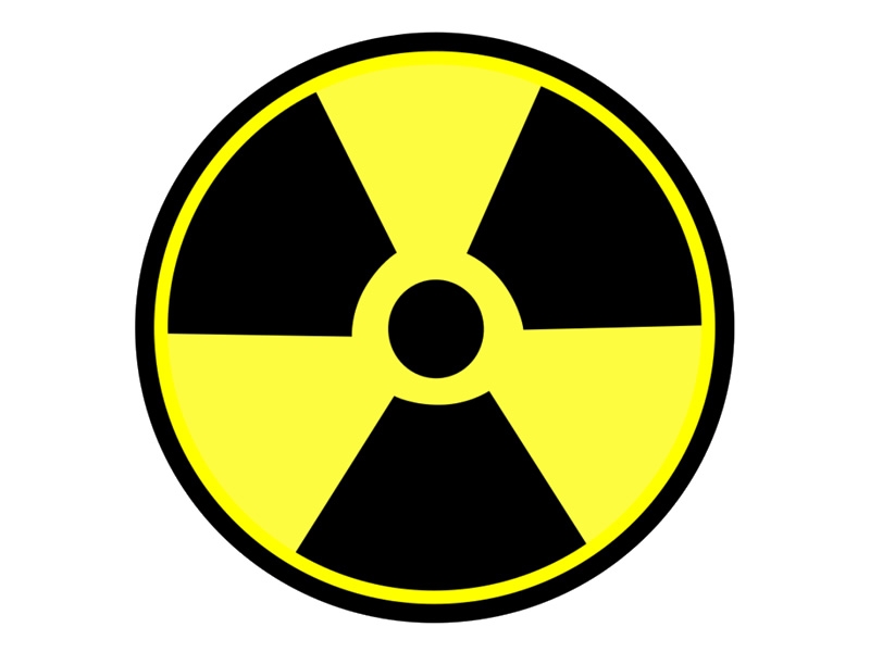 black an yellow round symbol for radioactivity