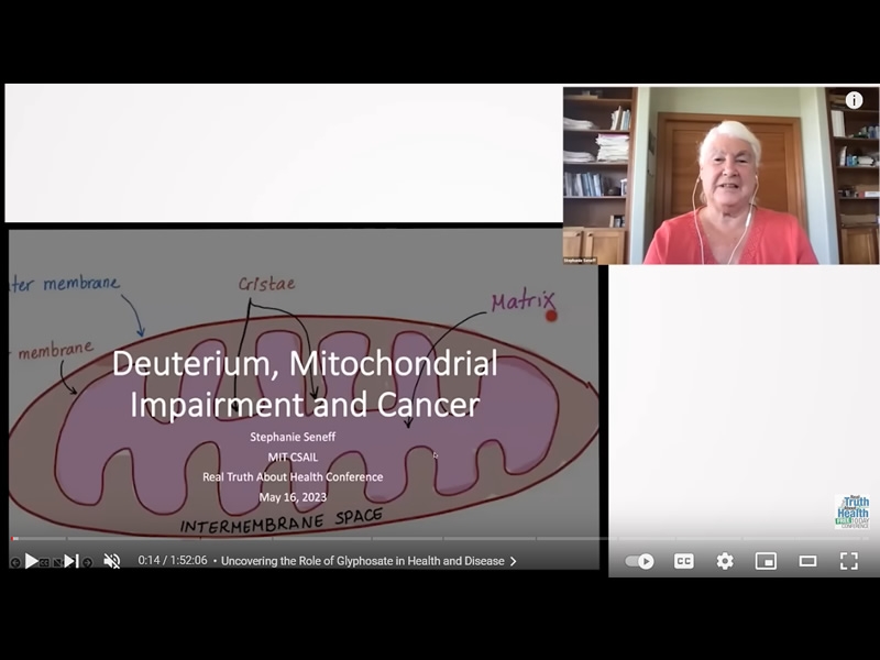 Title slide: Deuterium, Mitochondrial Impairment and Cancer with illustration of mitochondria