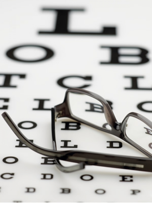 eye chart with glasses