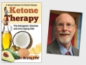 book cover of Keytone Therapy showing a coconut, coconut oil, avocado, egg, and almonds