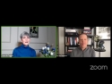 Screenshot of Zoom video meeting with Lynne McTaggart on left and Joe Dispenza on right 