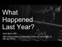 White text on black background with gray digital medical chart says: What Happened Last Year?
